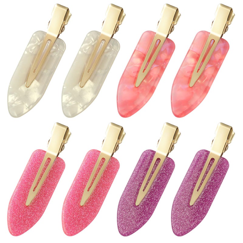 YIERSO 8 Pcs No bend Hair Clips No Crease Makeup Hair Clip Duckbill Clip No Dent Creaseless Alligator Hair Barrettes for Salon Hairstyle Women Girls Makeup Accessories Acrylic ResinPinkPink