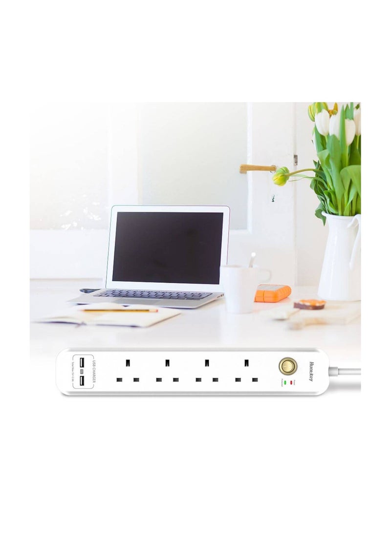 HuntKey - Huntkey SUC507 Surge Protector 4 Outlets with 2 Smart USB Ports 5VDC 2.4A - Image 1