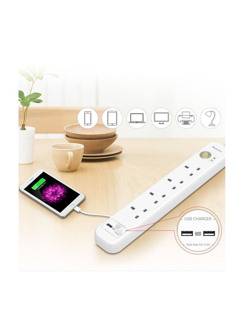 HuntKey - Huntkey SUC507 Surge Protector 4 Outlets with 2 Smart USB Ports 5VDC 2.4A - Image 1