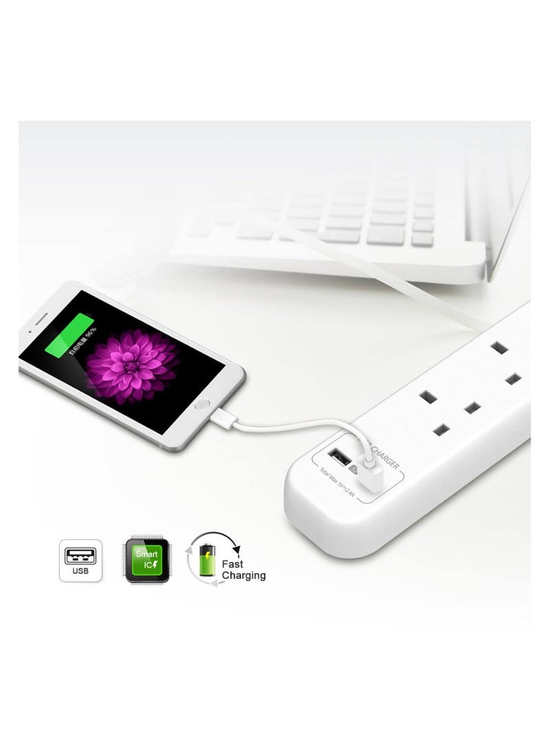 HuntKey - Huntkey SUC507 Surge Protector 4 Outlets with 2 Smart USB Ports 5VDC 2.4A - Image 1