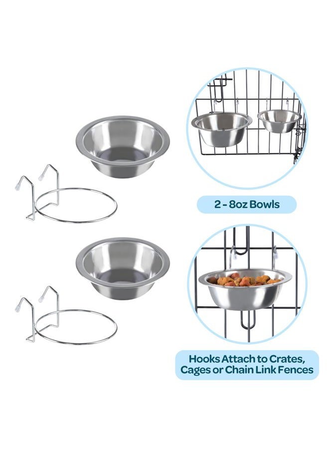 PETMAKER مجموعة من 2 وعاء طعام من الفولاذ المقاوم للصدأ للكلاب - أوعية معلقة للحيوانات الأليفة للطعام والماء - 8 أونصات لكل منها وآمنة في غسالة الصحون من PETMAKER، فضي - Image 4