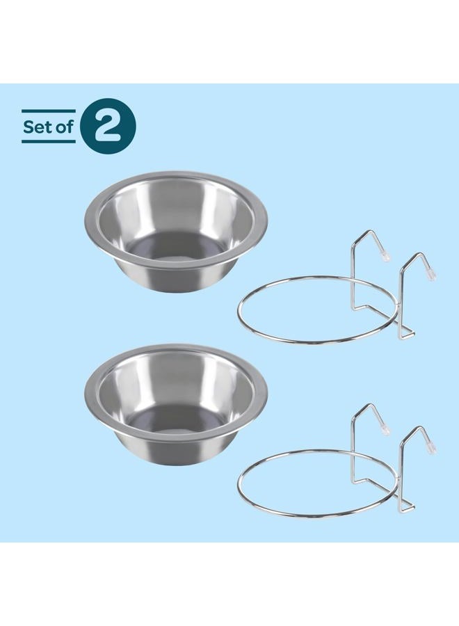 PETMAKER مجموعة من 2 وعاء طعام من الفولاذ المقاوم للصدأ للكلاب - أوعية معلقة للحيوانات الأليفة للطعام والماء - 8 أونصات لكل منها وآمنة في غسالة الصحون من PETMAKER، فضي - Image 2