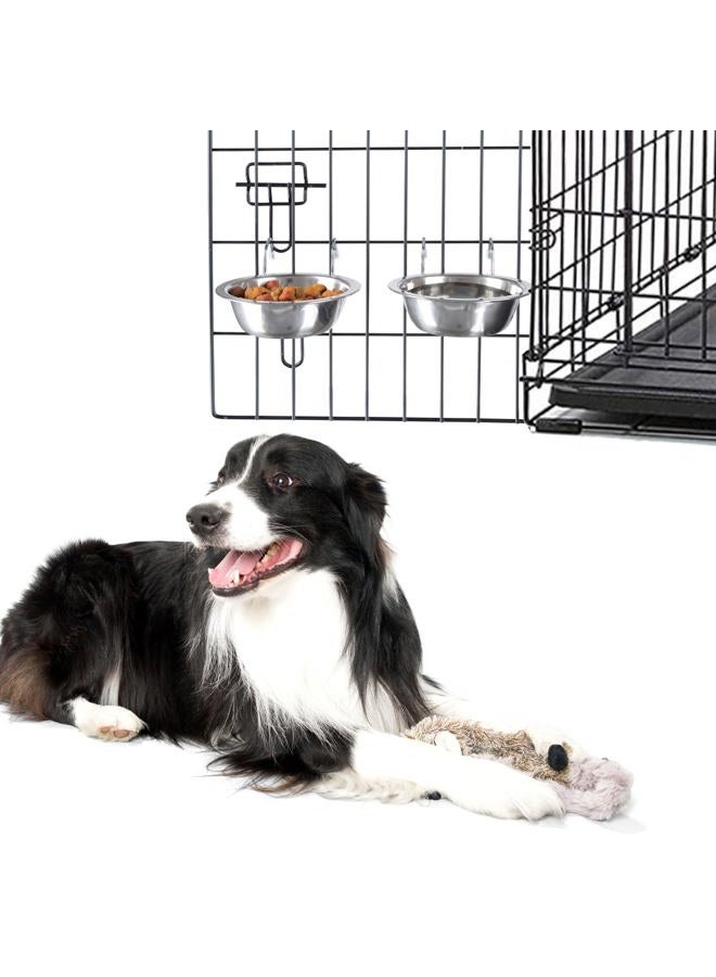 PETMAKER مجموعة من 2 وعاء طعام من الفولاذ المقاوم للصدأ للكلاب - أوعية معلقة للحيوانات الأليفة للطعام والماء - 8 أونصات لكل منها وآمنة في غسالة الصحون من PETMAKER، فضي - Image 1