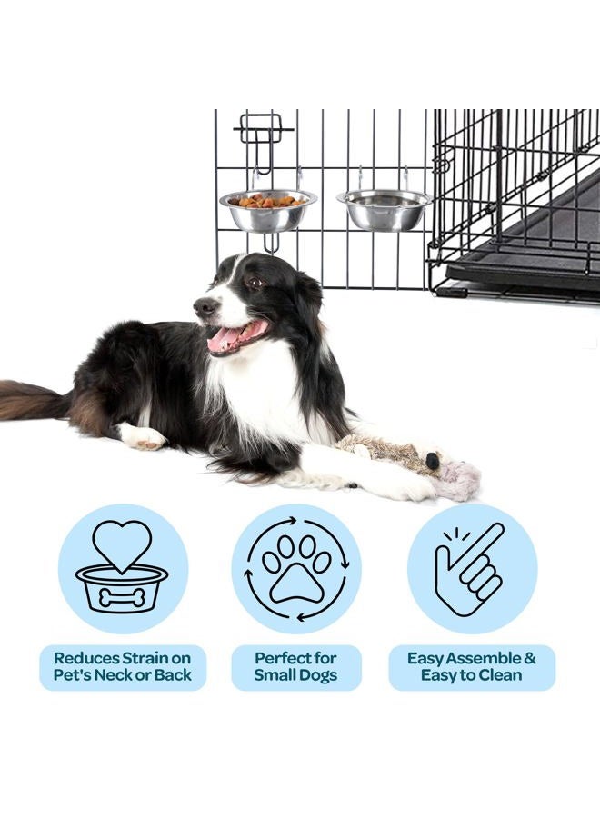 PETMAKER مجموعة من 2 وعاء طعام من الفولاذ المقاوم للصدأ للكلاب - أوعية معلقة للحيوانات الأليفة للطعام والماء - 8 أونصات لكل منها وآمنة في غسالة الصحون من PETMAKER، فضي - Image 3