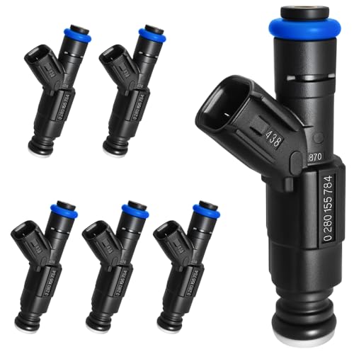 SeyPon Set of 6 Upgraded 4 Holes Fuel Injectors Fit for Jeep WranglerCherokeeGrand Cherokee V6 40L 19992004 for Dodge Ram 15002500 Van 3500 Van V6 52L 20002003 OEM 0280155784 - Image 1