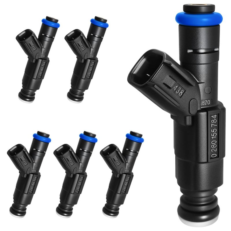 SeyPon Set of 6 Upgraded 4 Holes Fuel Injectors Fit for Jeep WranglerCherokeeGrand Cherokee V6 40L 19992004 for Dodge Ram 15002500 Van 3500 Van V6 52L 20002003 OEM 0280155784 - Image 2