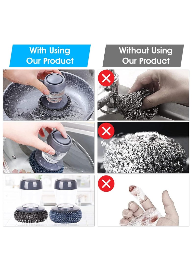 UPSTYLE - Soap Dispenser Palm Brush Sponge for Kitchen Sink Pan Pot Oven & Other Dish Scrubber with Holder Easy to Use Heavy Duty (1Pcs + 2Extra Pads) - Image 1