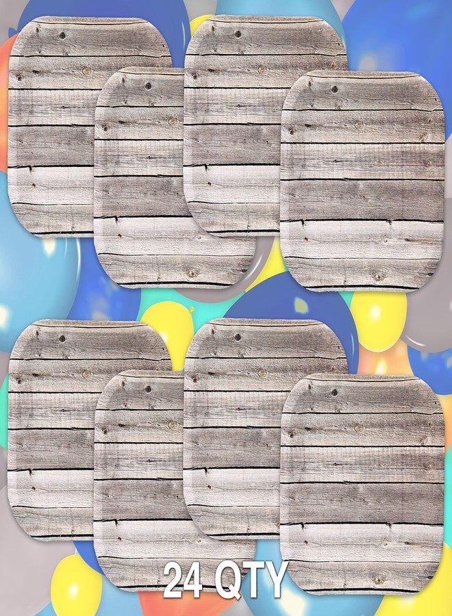 Havercamp 24 Grey Barnwood Rustic Farm Plates, 9in Square Disposable Paper Dinner Plates for Parties - Image 3