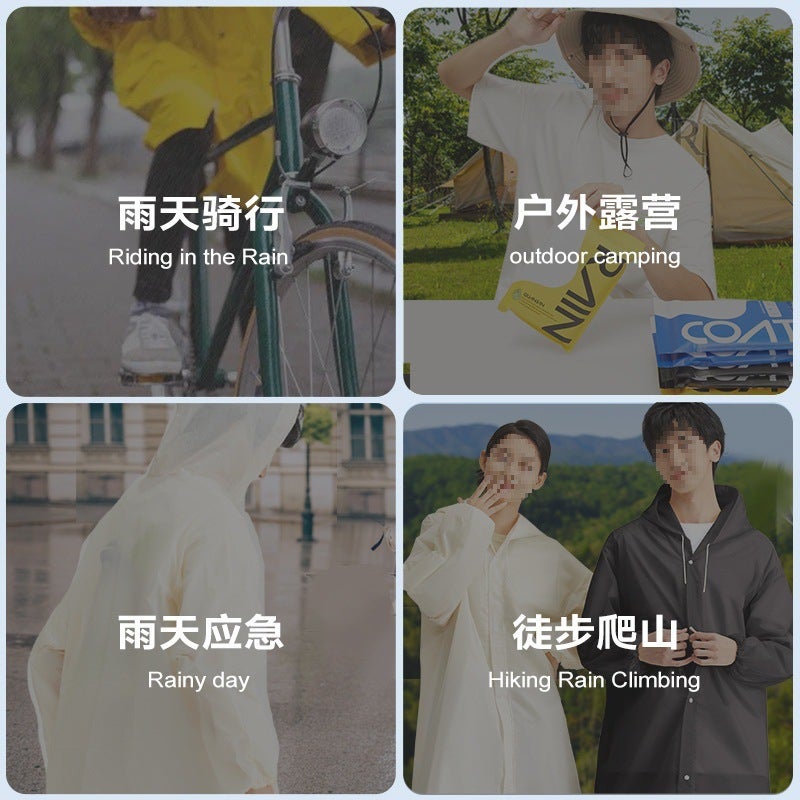 Non-Disposable Raincoat Adult Thickened And Lengthened Outdoor One-Piece Poncho - Image 5