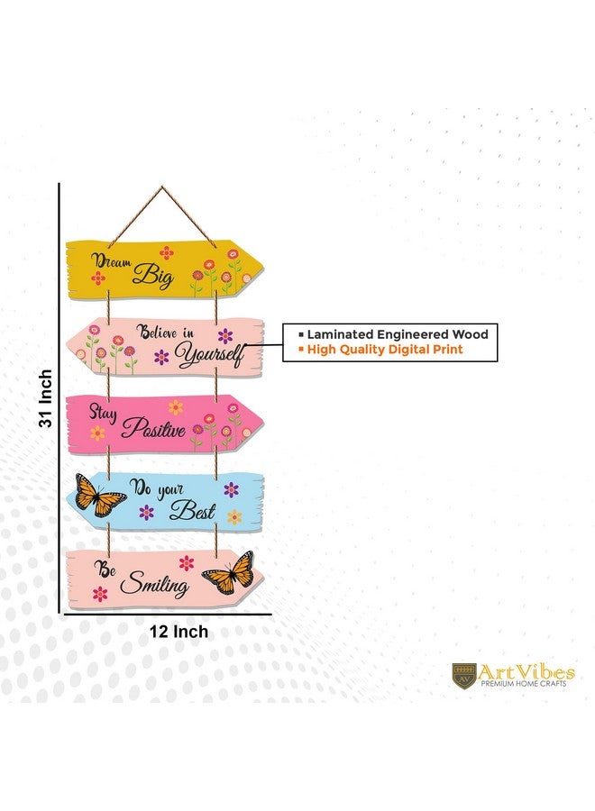 Artvibes Art Vibes Motivational Quote Decorative Wall Art Mdf Wooden Wall Hanger For Living Room | Modern Decor Item | Artwork (Wh 7309N),Set Of 5 - Image 5
