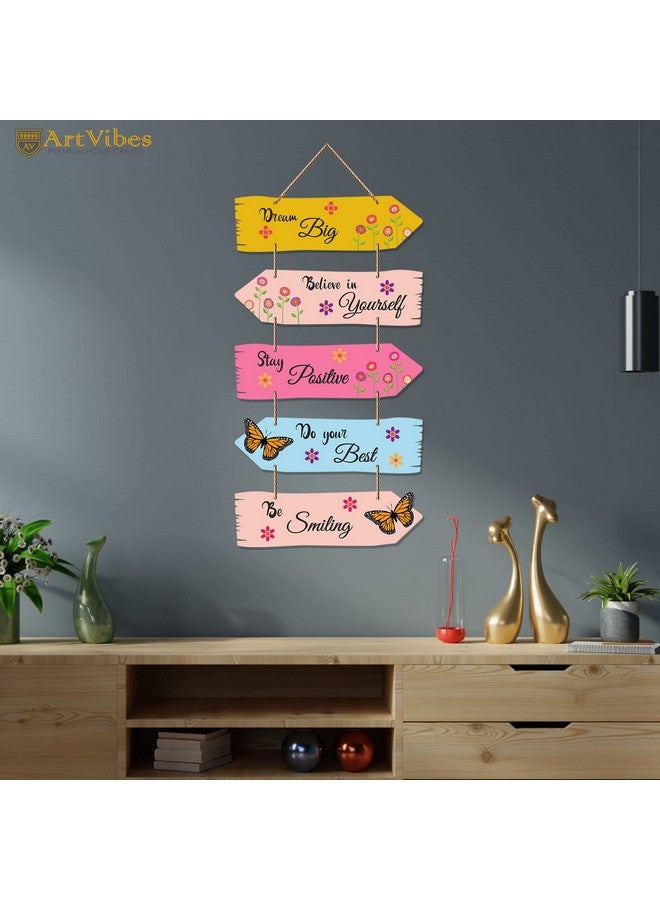 Artvibes Art Vibes Motivational Quote Decorative Wall Art Mdf Wooden Wall Hanger For Living Room | Modern Decor Item | Artwork (Wh 7309N),Set Of 5 - Image 3