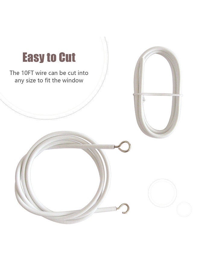 Generic - 10FT Curtain Wire With 4 Hooks DIY Curtain Rod Picture Hanging Wire Wire Hanging Cord - Image 1