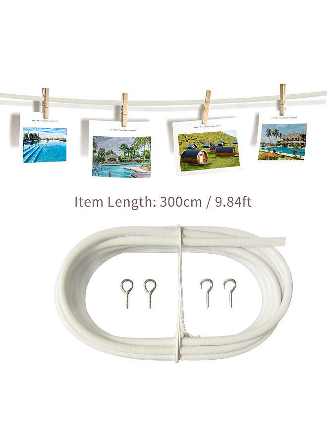 Generic - 10FT Curtain Wire With 4 Hooks DIY Curtain Rod Picture Hanging Wire Wire Hanging Cord - Image 1