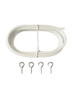 10FT Curtain Wire With 4 Hooks DIY Curtain Rod Picture Hanging Wire Wire Hanging Cord