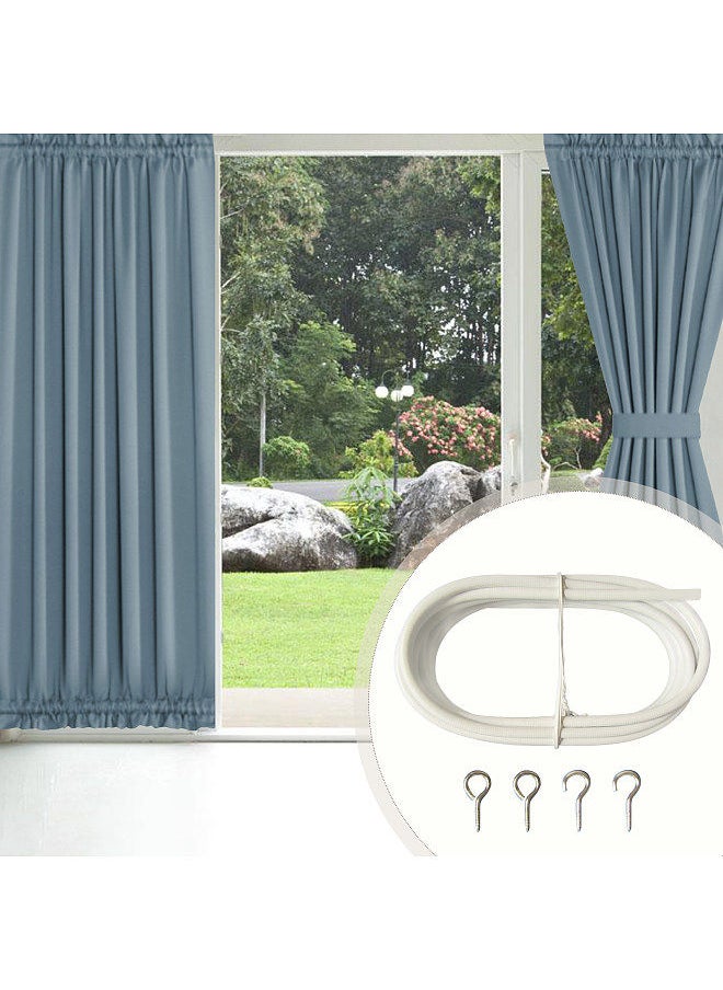 Generic - 10FT Curtain Wire With 4 Hooks DIY Curtain Rod Picture Hanging Wire Wire Hanging Cord - Image 1