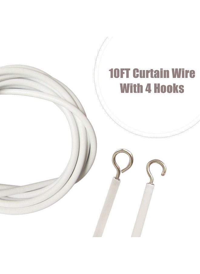 Generic - 10FT Curtain Wire With 4 Hooks DIY Curtain Rod Picture Hanging Wire Wire Hanging Cord - Image 1