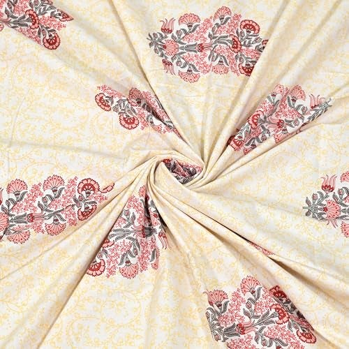 EasyGoods® 100% Pure Cotton Jaipuri Bedsheet with Pillow Covers | Soft & Breathable Fabric | Traditional Floral Print | Cotton Bedsheet (Pink 3, Single) - Image 5