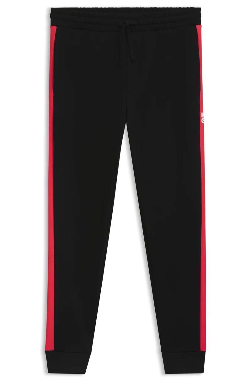 هوجو بنطلون رياضي قطني تيري بخطوط جانبية متباينة