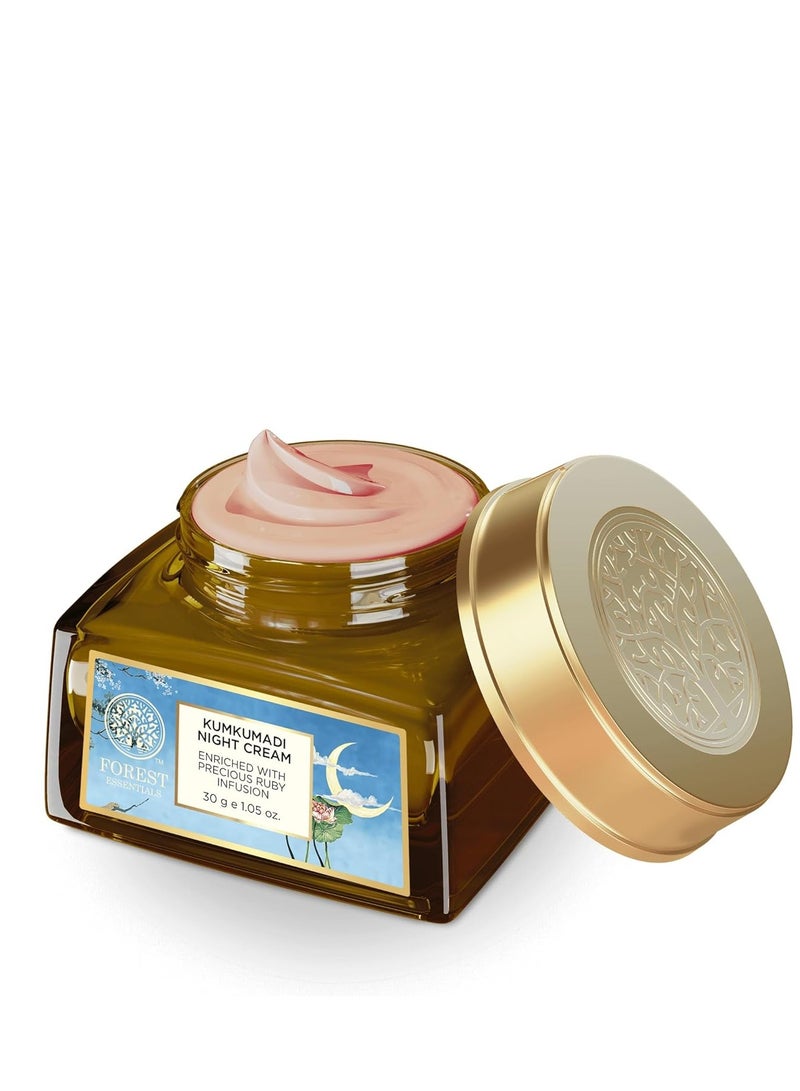 فورست اسينشالز كريم كومكومادي الليلي | كريم الايورفيدا المغذي لتفتيح التصبغات والبقع الداكنة والشوائب | كريم الايورفيدا الليلي لبشرة متوهجة | مثالي للبشرة العادية والجافة والدهنية والمختلطة | للنساء والرجال | 30 جم - Image 2