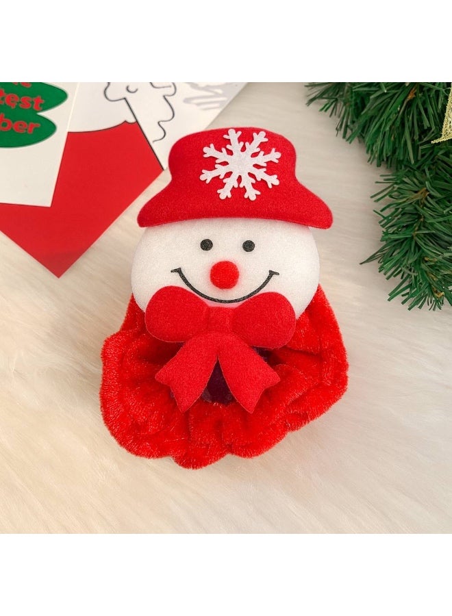 A Christmas-themed elastic hair scrunchie with cute festive designs, made from soft and comfortable material, and decorated with cheerful holiday elements like snowmen, hats, and adorable Christmas motifs that add a joyful touch. Perfect for parties and outings during the holiday season. Suitable for girls, kids, and adults. - Image 2
