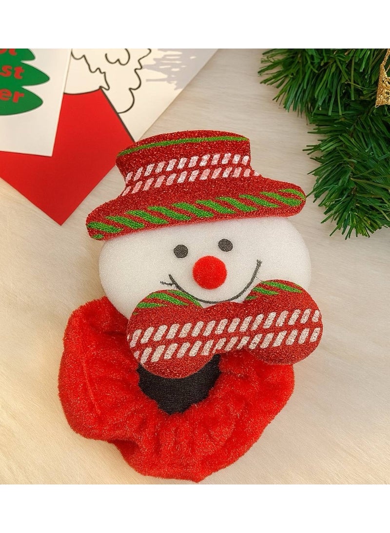 A Christmas-themed elastic hair scrunchie with cute festive designs, made from soft and comfortable material, and decorated with cheerful holiday elements like snowmen, hats, and adorable Christmas motifs that add a joyful touch. Perfect for parties and outings during the holiday season. Suitable for girls, kids, and adults. - Image 3