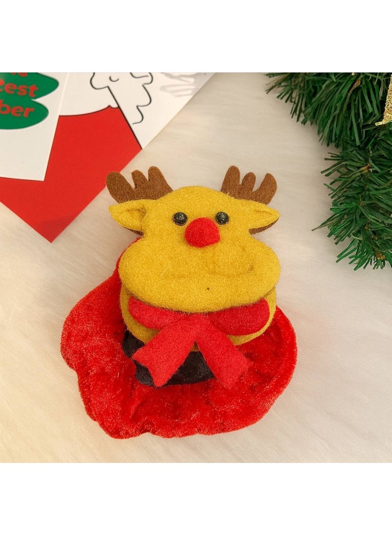 A Christmas-themed elastic hair scrunchie with cute festive designs, made from soft and comfortable material, and decorated with cheerful holiday elements like snowmen, hats, and adorable Christmas motifs that add a joyful touch. Perfect for parties and outings during the holiday season. Suitable for girls, kids, and adults. - Image 4