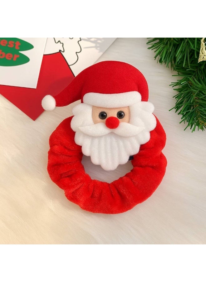 A Christmas-themed elastic hair scrunchie with cute festive designs, made from soft and comfortable material, and decorated with cheerful holiday elements like snowmen, hats, and adorable Christmas motifs that add a joyful touch. Perfect for parties and outings during the holiday season. Suitable for girls, kids, and adults. - Image 5