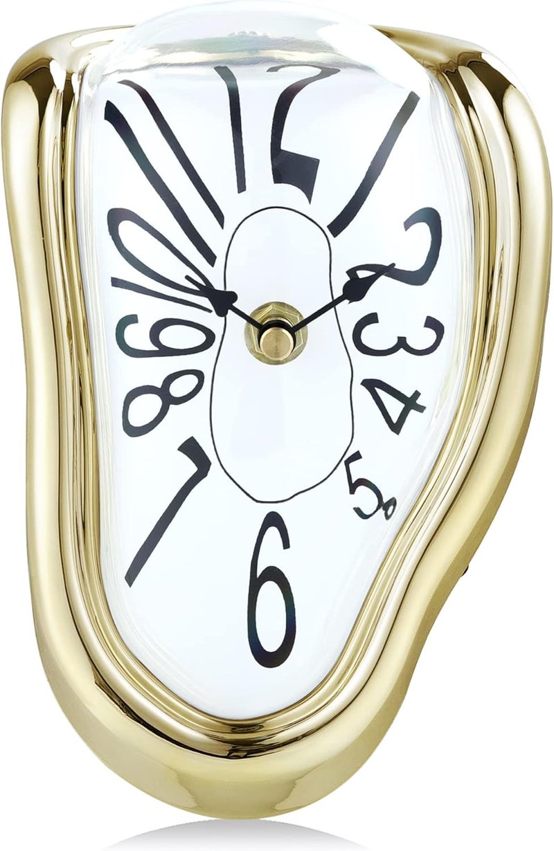Lafocuse Gold Melting Clock for Shelf, Salvador Dali Clock Silent Non-Ticking Battery Operated Office Home Décor - Image 5