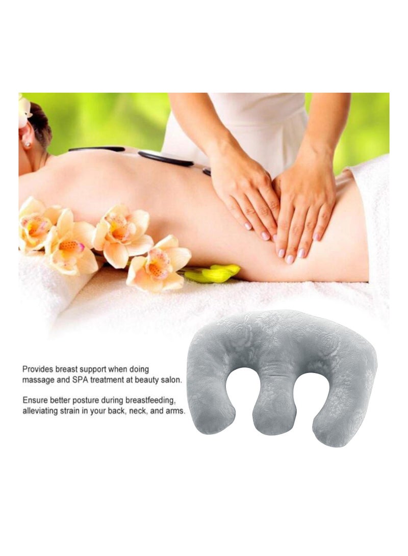 Beauty Salon Support Pillow, SPA Massage Soft Chest Pillow Pad, Nap Professional Portable Travel Sleeping Pillow (Gray) - Image 2