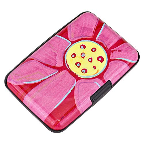 ELFISH RFID Blocking Credit Cards Holder Aluminum Wallet Metal ID Case for Men Women (Big pink flower) - Image 4