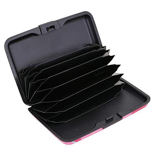 ELFISH RFID Blocking Credit Cards Holder Aluminum Wallet Metal ID Case for Men Women (Big pink flower) - Image 2