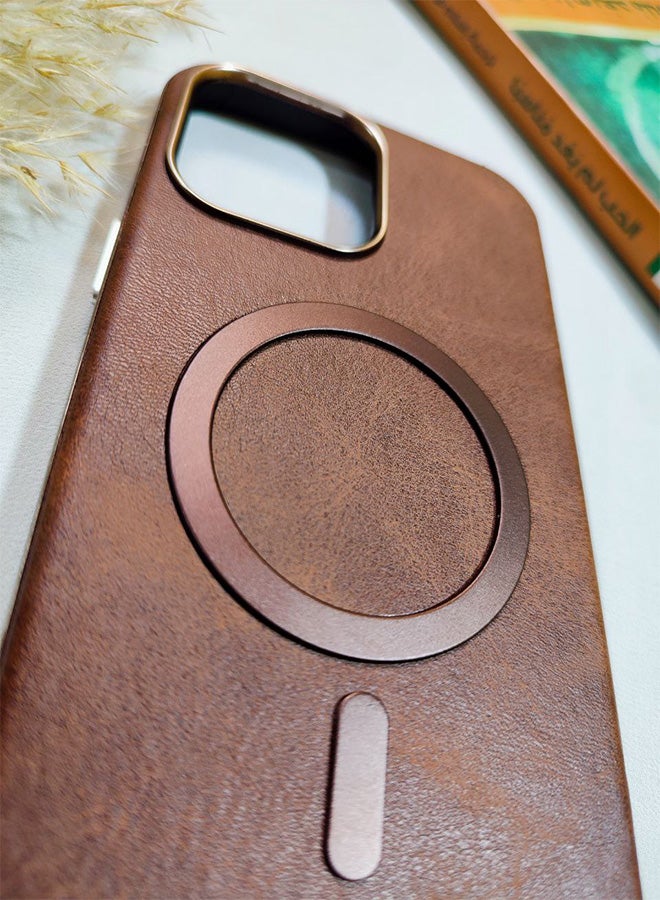 Leather Case CompatibleWith Phone Iphone 16 Pro Max, Supports MagSafe Wireless Charging, Shock-Resistant Cover, Made Of Premium Leather That Acquires A Natural Patina Over Time, Raised Camera Protector Protects The Lens Assembly, With Inner Lining, For Phone Iphone 16 Pro Max - Brown - Image 5