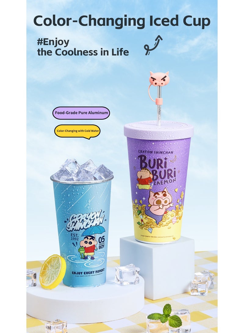 Rock كوب ماء ملون متغير اللون من شين تشان سعة 630 مل، كوب قهوة محمول هدية للأطفال/النساء/الرجال - Image 2