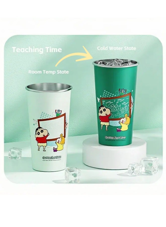 Rock كوب ماء ملون متغير اللون من شين تشان سعة 630 مل، كوب قهوة محمول هدية للأطفال/النساء/الرجال - Image 1