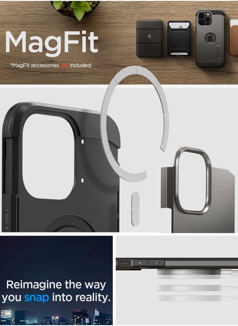 Spigen Tough Armor Magfit iPhone 14 Pro Case Cover with MagSafe - Gunmetal  - Image 5