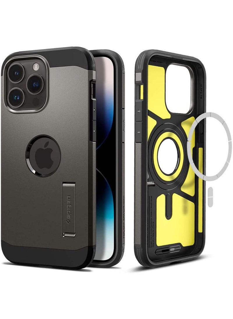 Spigen Tough Armor Magfit iPhone 14 Pro Case Cover with MagSafe - Gunmetal  - Image 1