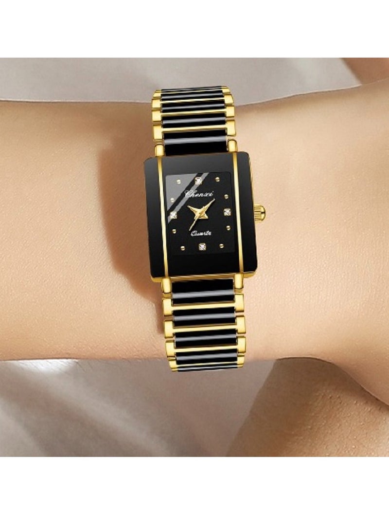 Chenxi Women's Ladies' Ceramics Quartz Watch for Female Black & Gold - Image 2