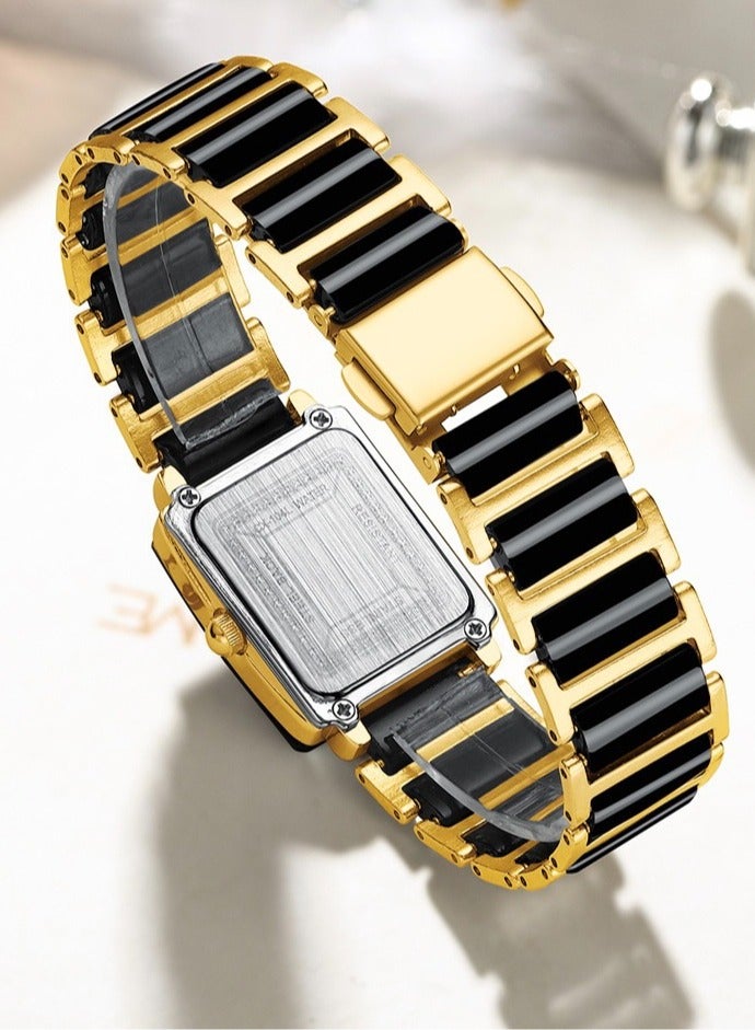 Chenxi Women's Ladies' Ceramics Quartz Watch for Female Black & Gold - Image 3