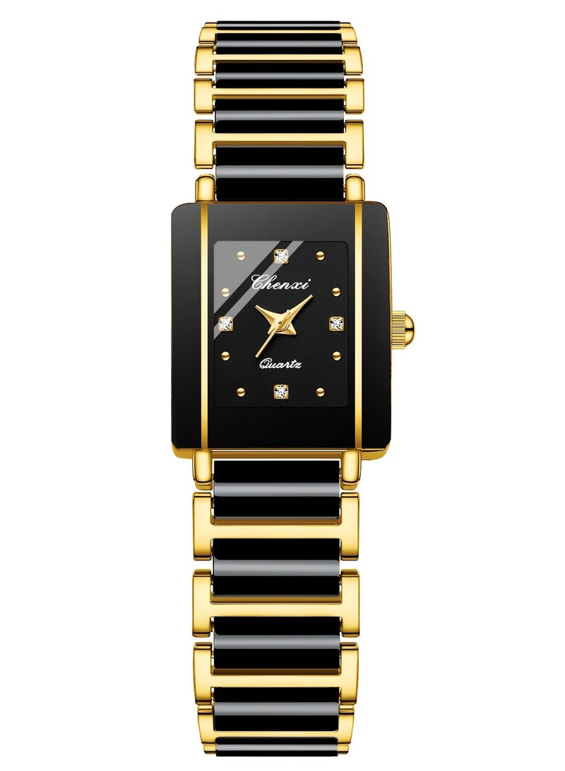 Chenxi Women's Ladies' Ceramics Quartz Watch for Female Black & Gold - Image 1