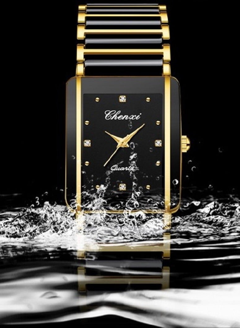 Chenxi Women's Ladies' Ceramics Quartz Watch for Female Black & Gold - Image 4
