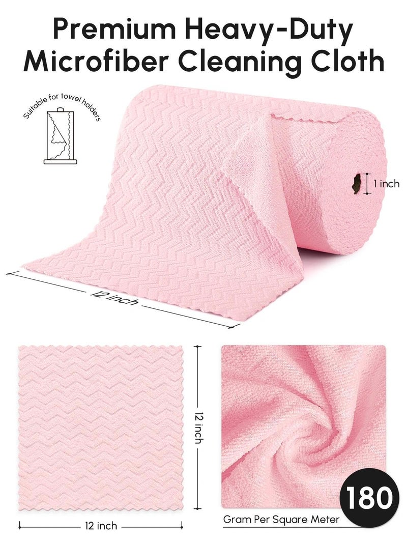SOOWASH Microfiber Cleaning Cloths Roll, 75 Pack Tear Away Microfiber Towels Roll, 12" x 12" Lint Free Rags, Reusable Cleaning Cloths, Washable, Scratch Free,Ultra Absorbent Dish Rags(Pink Ripple) - Image 3