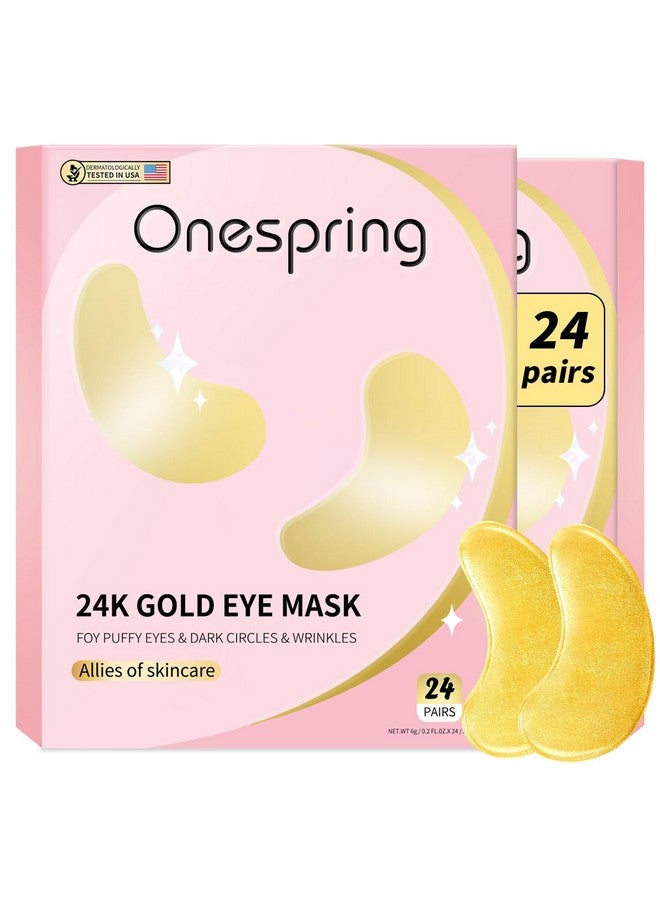 OneSpring Under Eye Patches (24 Pairs), 24K Gold Under Eye Masks for Dark Circles, Puffy Eyes, Undereye Bags, Wrinkles - Rejuvenating & Revitalizing Eye Skincare Treatment - Bridesmaid Gifts for Women - Image 1
