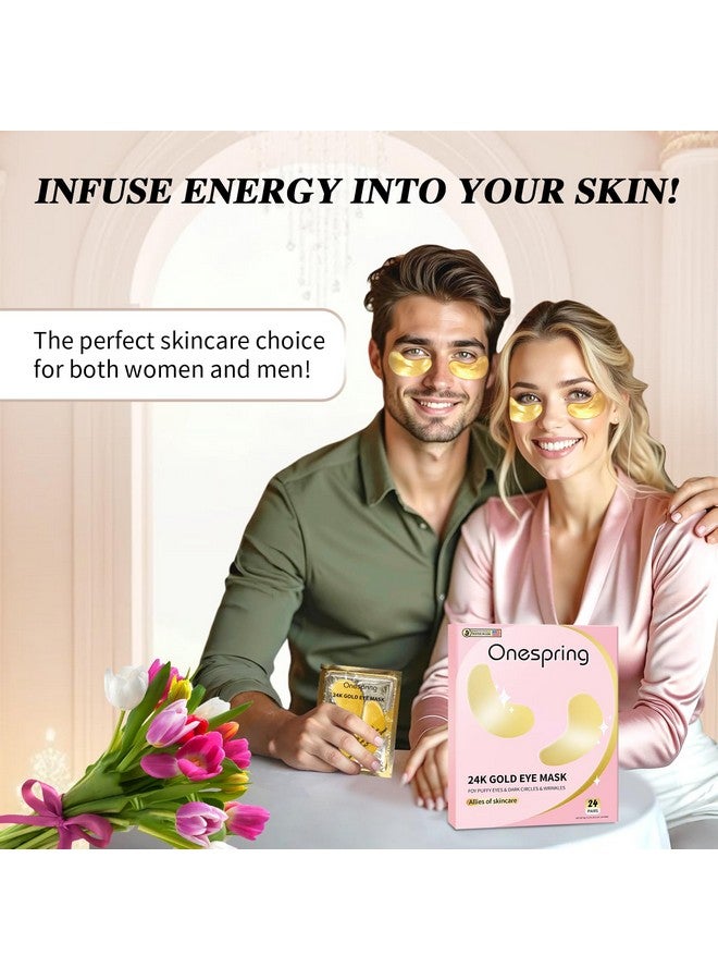 OneSpring Under Eye Patches (24 Pairs), 24K Gold Under Eye Masks for Dark Circles, Puffy Eyes, Undereye Bags, Wrinkles - Rejuvenating & Revitalizing Eye Skincare Treatment - Bridesmaid Gifts for Women - Image 5