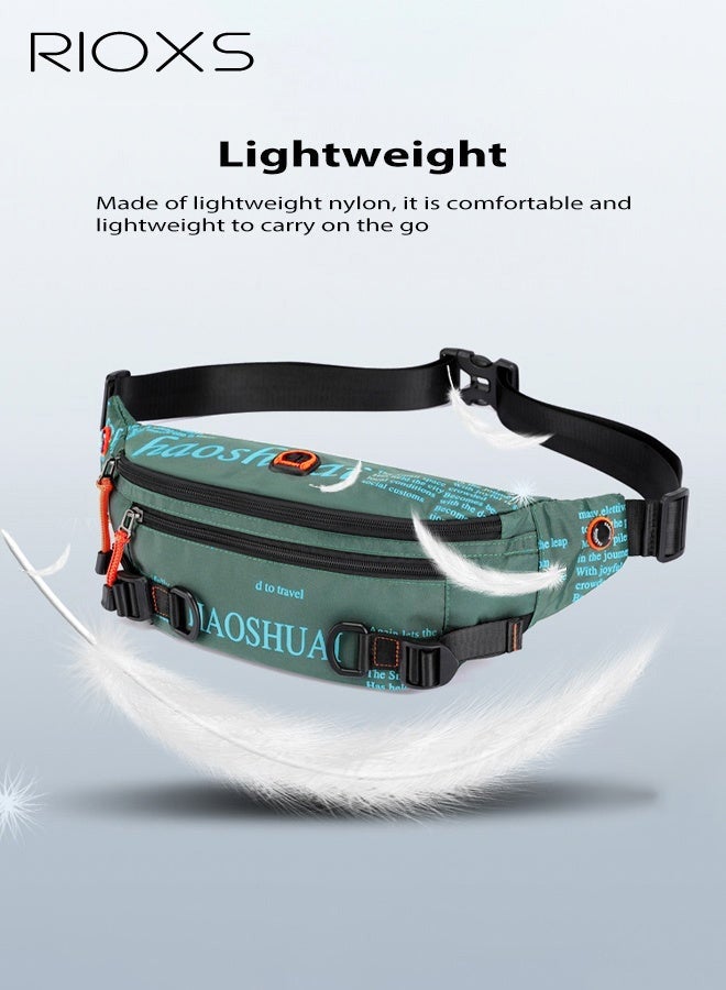 RIOXS Unisex Crossbody Bag, Urban Fashion Chest Bag & Waist Bag for Phone Casual Sports Large Capacity Splash-Resistant Waist Bag with Headphone Jack Multifunctional Travel Chest Bag, Dark Green - Image 4