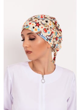 Nur Medikal Giyim Nur Medical Clothing 90's Patterned Hijab Doctor Nurse Hospital Cook Surgical Cap  - Image 4