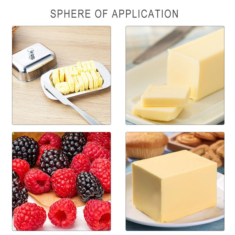 Stainless Steel Butter Dish With Lid Reusable Cheese Storage Box Tray - Image 5