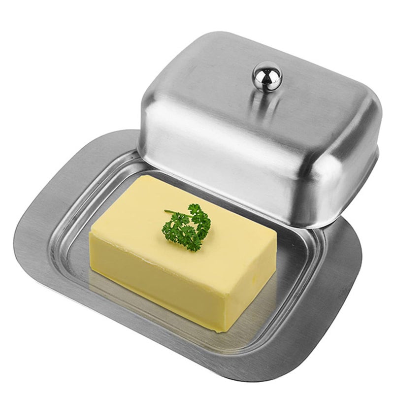 Stainless Steel Butter Dish With Lid Reusable Cheese Storage Box Tray - Image 4
