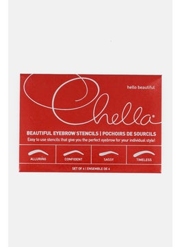 Chella 4 Piece Beautiful Eyebrow Stencils, Red  - Image 1
