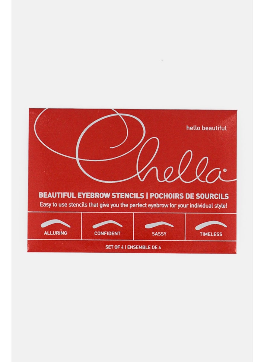 Chella 4 Piece Beautiful Eyebrow Stencils, Red  - Image 1