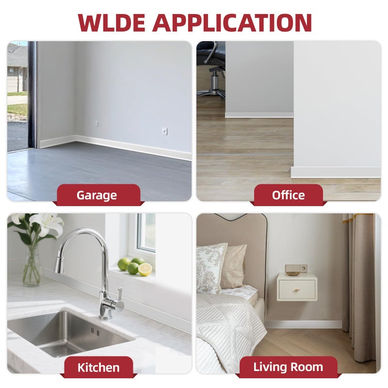 JSIWOTH 16.4Ft Vinyl Baseboard Molding Trim, Flexible Peel and Stick Wall Base with Self-Adhesive Backing, Waterproof Cove Base, Wall Protection & Floor Gap Covering, White (W:1.97'') - Image 3